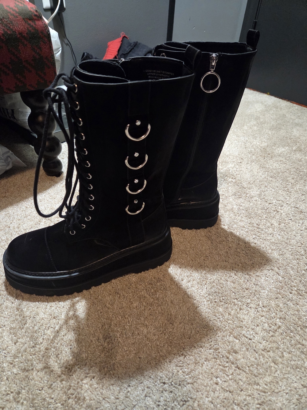 Trent Black Liquid Velvet Boots - Picture 6 of 10